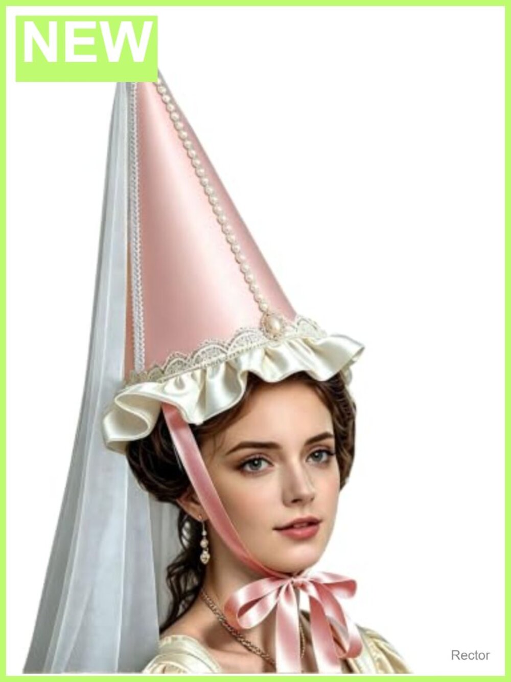 Medieval Hennin Hat with Veil Cone Pointy Renaissance Costume